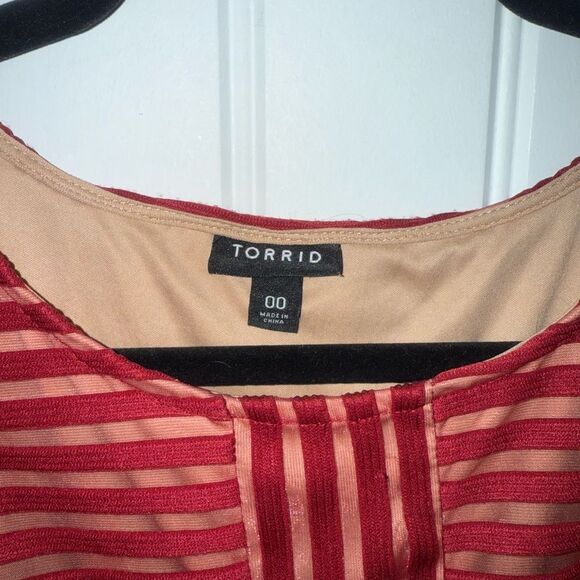 Torrid Knit Shadow Stripe Peplum Top - Picture 3 of 3